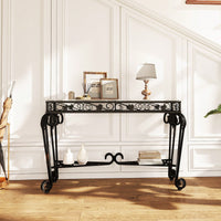 Elegant Glass And Metal Console Table For Entryway With Storage Easy Assembly Stylish Hallway Sofa Table For Living Room