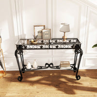 Elegant Glass And Metal Console Table For Entryway With Storage Easy Assembly Stylish Hallway Sofa Table For Living Room