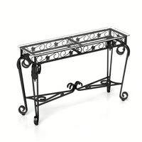 Elegant Glass And Metal Console Table For Entryway With Storage Easy Assembly Stylish Hallway Sofa Table For Living Room