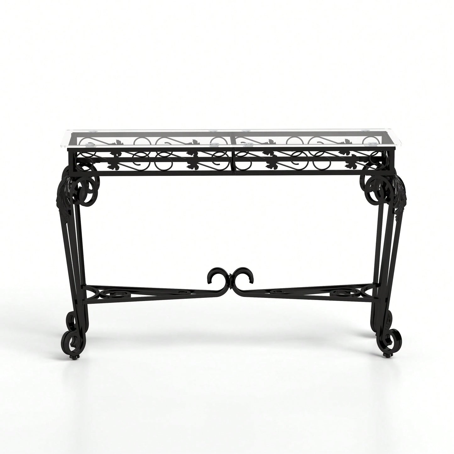 Elegant Glass And Metal Console Table For Entryway With Storage Easy Assembly Stylish Hallway Sofa Table For Living Room