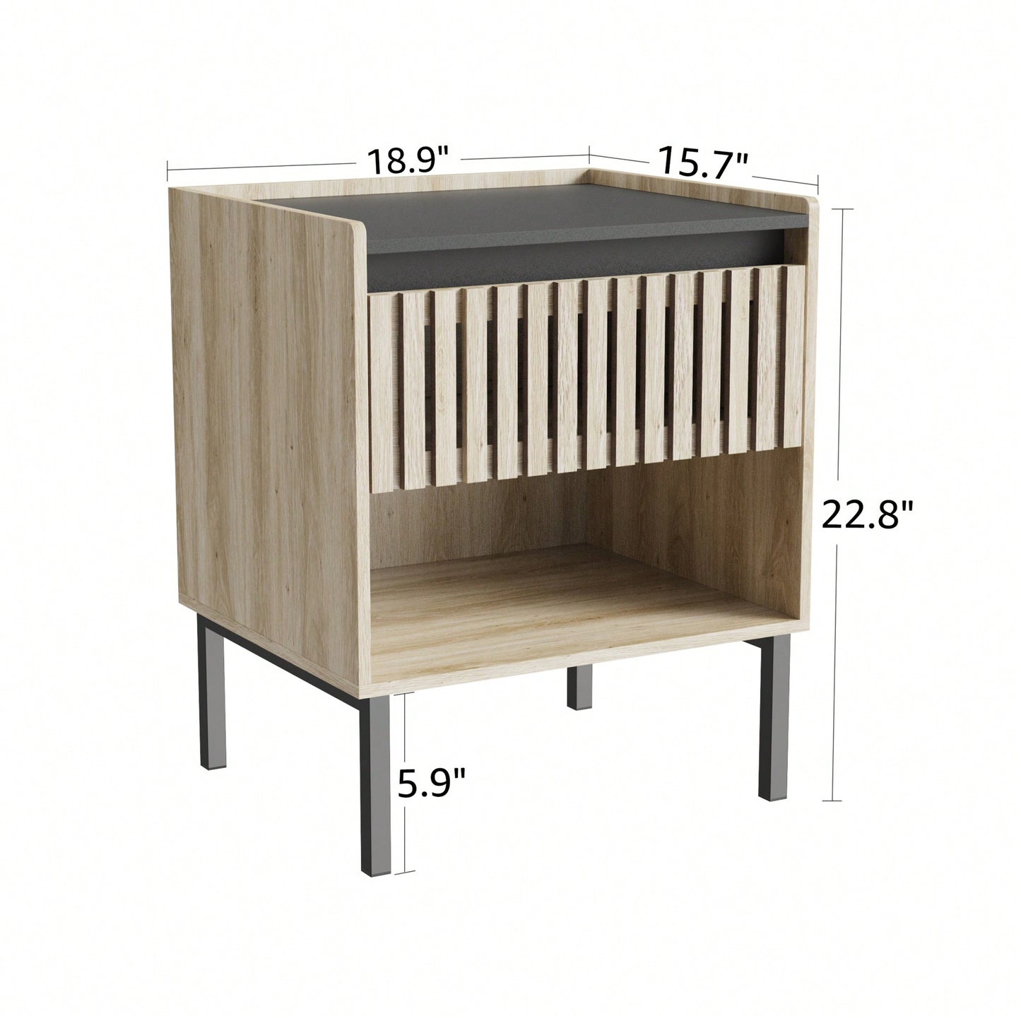 Modern Minimalist Bedside Cabinet Set With Quick Assembly Vertical Stripe Design And Iron Legs For Contemporary Homes