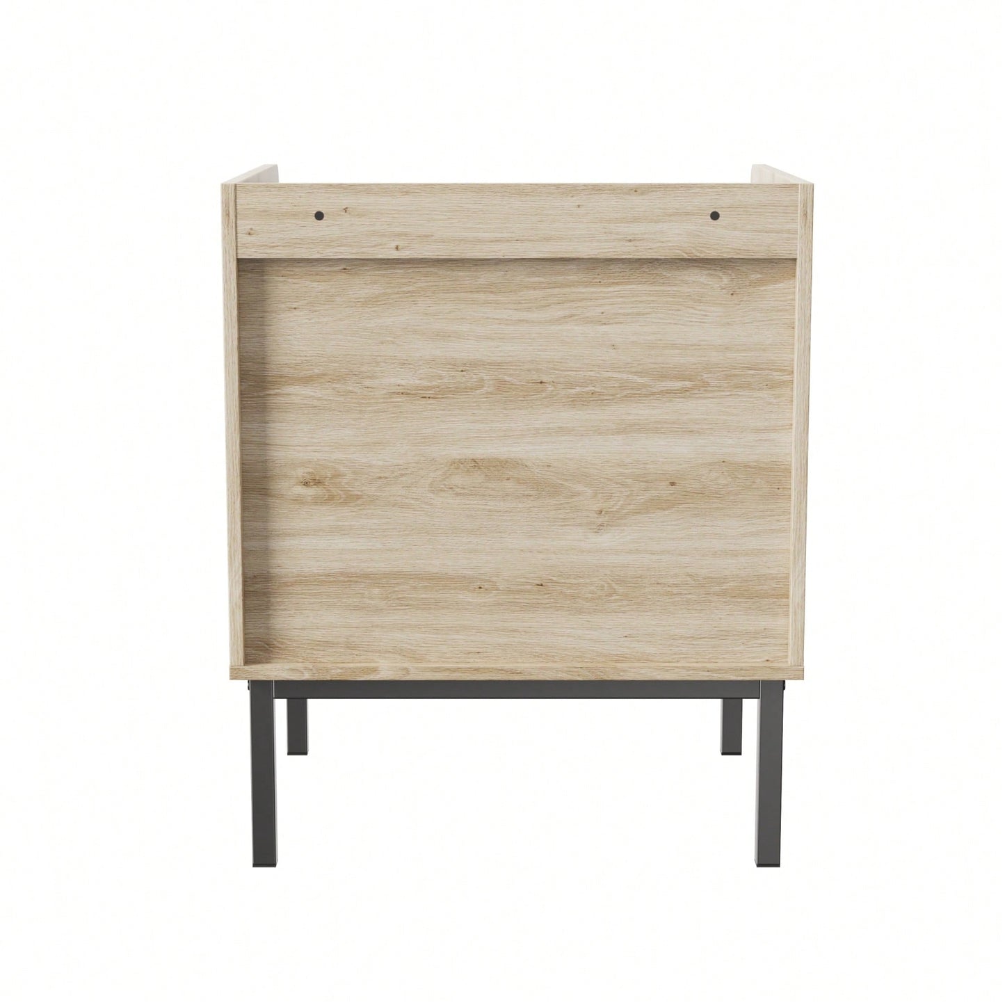Modern Minimalist Bedside Cabinet Set With Quick Assembly Vertical Stripe Design And Iron Legs For Contemporary Homes