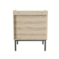 Modern Minimalist Bedside Cabinet Set With Quick Assembly Vertical Stripe Design And Iron Legs For Contemporary Homes