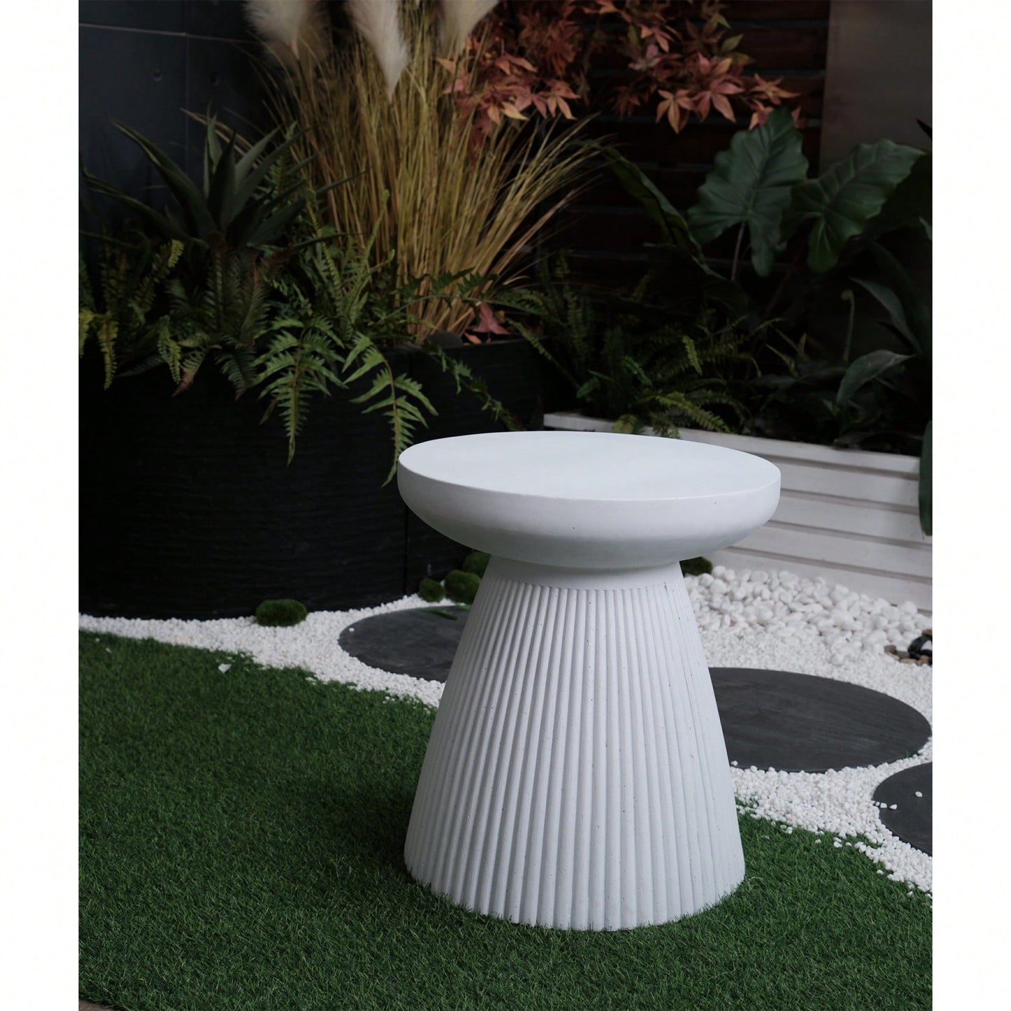 Modern Heavy Duty Faux Terrazzo Accent Table 18.1 H Sturdy Indoor Outdoor Decorative Garden End Table Plant Side Table