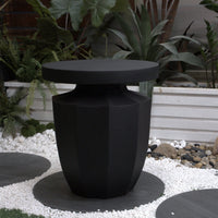 Modern Heavy Duty Faux Terrazzo Accent Table 20.3" H Sturdy Decorative Garden End Table For Indoor Outdoor Use