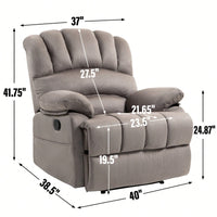 Fabric Large Manual Recliner Chair For Comfortable Living Room Seating Beige