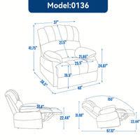 Fabric Large Manual Recliner Chair For Comfortable Living Room Seating Beige