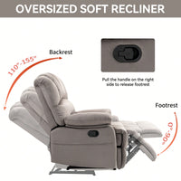 Fabric Large Manual Recliner Chair For Comfortable Living Room Seating Beige