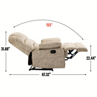 Fabric Large Manual Recliner Chair For Comfortable Living Room Seating Beige