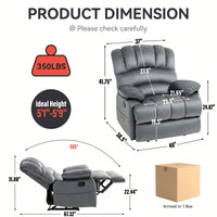 Fabric Large Manual Recliner Chair For Comfortable Living Room Seating Beige
