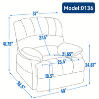 Fabric Large Manual Recliner Chair For Comfortable Living Room Seating Beige