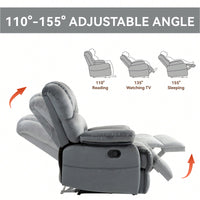 Fabric Large Manual Recliner Chair For Comfortable Living Room Seating Beige