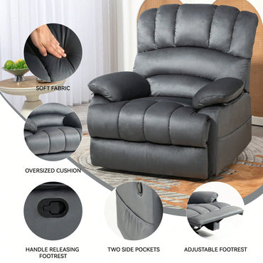 Fabric Large Manual Recliner Chair For Comfortable Living Room Seating Beige