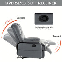 Fabric Large Manual Recliner Chair For Comfortable Living Room Seating Beige