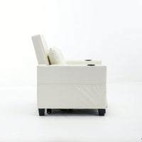 3-In-1 Convertible Futon Chair Bed With USB Ports Wear-Resistant Anti-Scratch Armchair Sleeper For Living Room Dark Grey Linen
