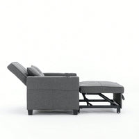 3-In-1 Convertible Futon Chair Bed With USB Ports Wear-Resistant Anti-Scratch Armchair Sleeper For Living Room Dark Grey Linen