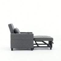 3-In-1 Convertible Futon Chair Bed With USB Ports Wear-Resistant Anti-Scratch Armchair Sleeper For Living Room Dark Grey Linen