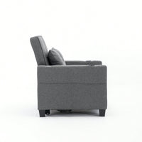 3-In-1 Convertible Futon Chair Bed With USB Ports Wear-Resistant Anti-Scratch Armchair Sleeper For Living Room Dark Grey Linen