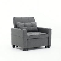 3-In-1 Convertible Futon Chair Bed With USB Ports Wear-Resistant Anti-Scratch Armchair Sleeper For Living Room Dark Grey Linen