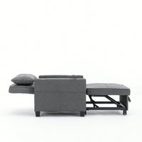 3-In-1 Convertible Futon Chair Bed With USB Ports Wear-Resistant Anti-Scratch Armchair Sleeper For Living Room Dark Grey Linen