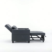 3-In-1 Convertible Futon Chair Bed With USB Ports Wear-Resistant Anti-Scratch Armchair Sleeper For Living Room Dark Grey Linen