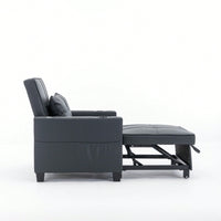 3-In-1 Convertible Futon Chair Bed With USB Ports Wear-Resistant Anti-Scratch Armchair Sleeper For Living Room Dark Grey Linen