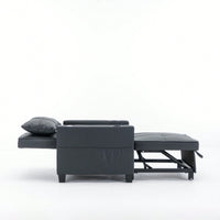 3-In-1 Convertible Futon Chair Bed With USB Ports Wear-Resistant Anti-Scratch Armchair Sleeper For Living Room Dark Grey Linen
