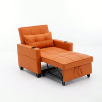 3-In-1 Convertible Futon Chair Bed With USB Ports Wear-Resistant Anti-Scratch Armchair Sleeper For Living Room Dark Grey Linen