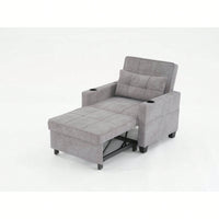3-In-1 Convertible Futon Chair Bed With USB Ports Wear-Resistant Anti-Scratch Armchair Sleeper For Living Room Dark Grey Linen