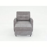 3-In-1 Convertible Futon Chair Bed With USB Ports Wear-Resistant Anti-Scratch Armchair Sleeper For Living Room Dark Grey Linen