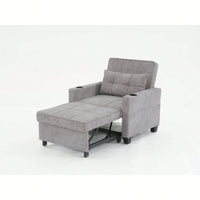 3-In-1 Convertible Futon Chair Bed With USB Ports Wear-Resistant Anti-Scratch Armchair Sleeper For Living Room Dark Grey Linen