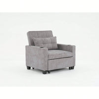 3-In-1 Convertible Futon Chair Bed With USB Ports Wear-Resistant Anti-Scratch Armchair Sleeper For Living Room Dark Grey Linen