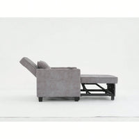 3-In-1 Convertible Futon Chair Bed With USB Ports Wear-Resistant Anti-Scratch Armchair Sleeper For Living Room Dark Grey Linen