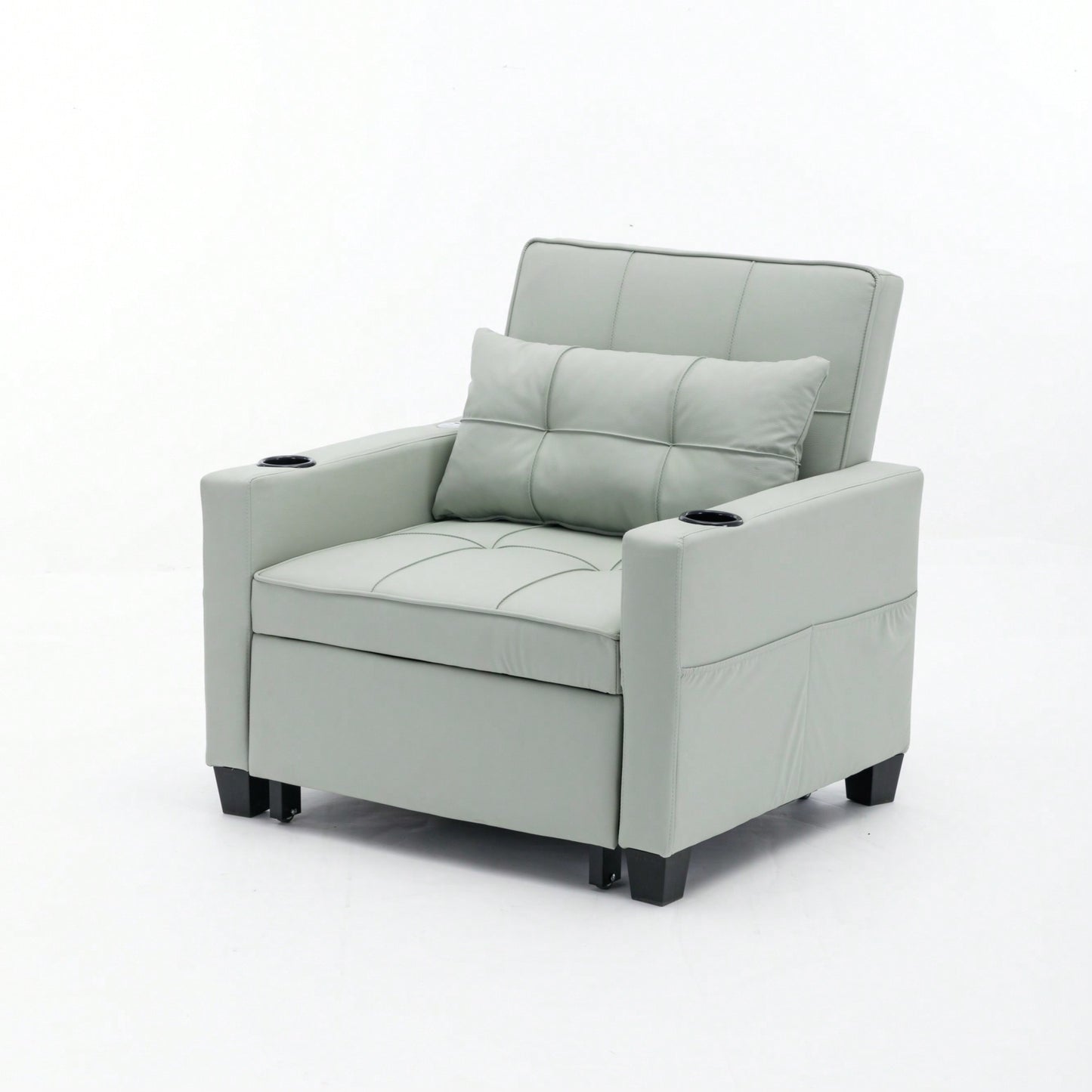 3-In-1 Convertible Futon Chair Bed With USB Ports Wear-Resistant Anti-Scratch Armchair Sleeper For Living Room Dark Grey Linen