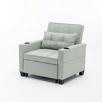 3-In-1 Convertible Futon Chair Bed With USB Ports Wear-Resistant Anti-Scratch Armchair Sleeper For Living Room Dark Grey Linen