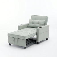 3-In-1 Convertible Futon Chair Bed With USB Ports Wear-Resistant Anti-Scratch Armchair Sleeper For Living Room Dark Grey Linen