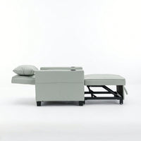 3-In-1 Convertible Futon Chair Bed With USB Ports Wear-Resistant Anti-Scratch Armchair Sleeper For Living Room Dark Grey Linen