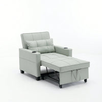 3-In-1 Convertible Futon Chair Bed With USB Ports Wear-Resistant Anti-Scratch Armchair Sleeper For Living Room Dark Grey Linen