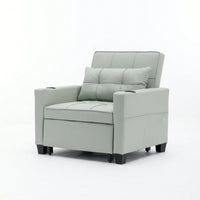 3-In-1 Convertible Futon Chair Bed With USB Ports Wear-Resistant Anti-Scratch Armchair Sleeper For Living Room Dark Grey Linen