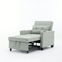3-In-1 Convertible Futon Chair Bed With USB Ports Wear-Resistant Anti-Scratch Armchair Sleeper For Living Room Dark Grey Linen