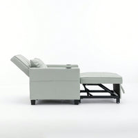 3-In-1 Convertible Futon Chair Bed With USB Ports Wear-Resistant Anti-Scratch Armchair Sleeper For Living Room Dark Grey Linen