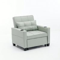 3-In-1 Convertible Futon Chair Bed With USB Ports Wear-Resistant Anti-Scratch Armchair Sleeper For Living Room Dark Grey Linen