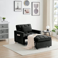 3 In 1 Convertible Sofa Bed Chair Recliner For Small Spaces Adjustable Back Black