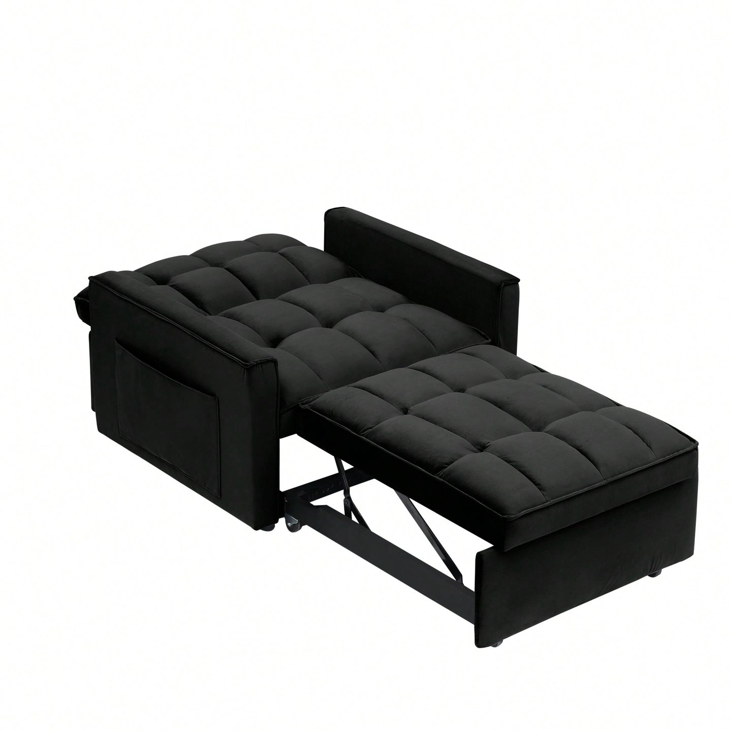 3 In 1 Convertible Sofa Bed Chair Recliner For Small Spaces Adjustable Back Black