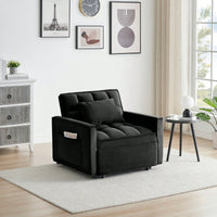 3 In 1 Convertible Sofa Bed Chair Recliner For Small Spaces Adjustable Back Black