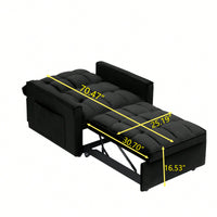 3 In 1 Convertible Sofa Bed Chair Recliner For Small Spaces Adjustable Back Black