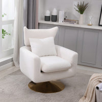 Teddy Fabric 360-Degree Swivel Accent Chair For Stylish Living Room Decor White