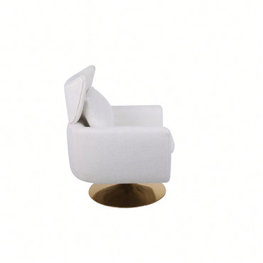 Teddy Fabric 360-Degree Swivel Accent Chair For Stylish Living Room Decor White