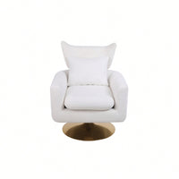 Teddy Fabric 360-Degree Swivel Accent Chair For Stylish Living Room Decor White