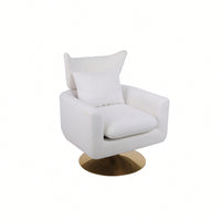 Teddy Fabric 360-Degree Swivel Accent Chair For Stylish Living Room Decor White